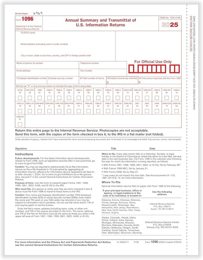 Dutymark 1099 MISC Forms 2025, 3 Part Tax Forms Kit, 50 Vendor Kit of Laser Forms, Compatible with QuickBooks and Accounting Software, 50 Self Seal Envelopes Included - Image 5